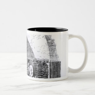 Taza Bicolor Amontonamiento de bolsos de dólares en un