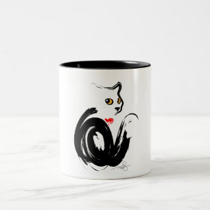 Taza Bicolor Amor al gato negro