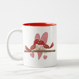 Taza Bicolor Amor Aves Valentine