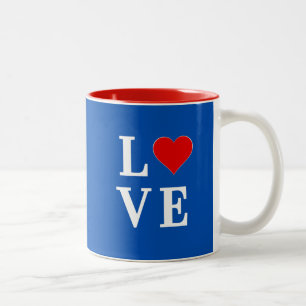Taza Bicolor Amor azul marino estilo retro