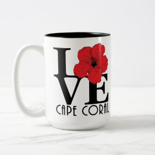 Taza Bicolor AMOR Cabo Coral Rojo Hibiscus 15oz