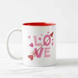 Taza Bicolor Amor con flecha a través de palabra - El día de Sa