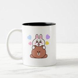 Taza Bicolor Amor conejito de oso marrón