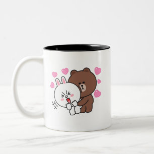 Taza Bicolor Amor conejito de oso marrón