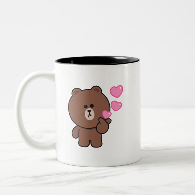 Taza Bicolor Amor conejito de oso marrón (Izquierda)