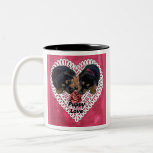 Taza Bicolor Amor de cachorro Rottweiler San Valentín