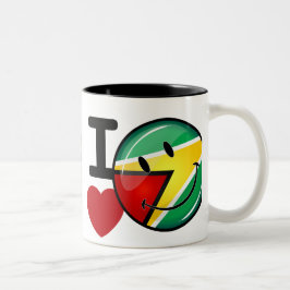 Taza Bicolor Amor de la bandera guyanesa sonriente de Guyana