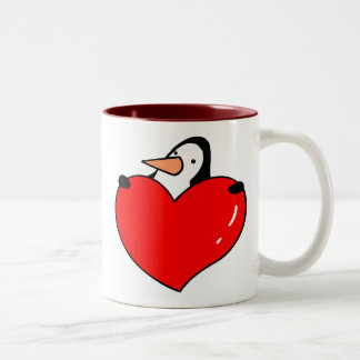 Taza Bicolor Amor de pingüinos