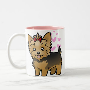 Taza Bicolor Amor de Yorkshire Terrier (pelo corto con el arco)
