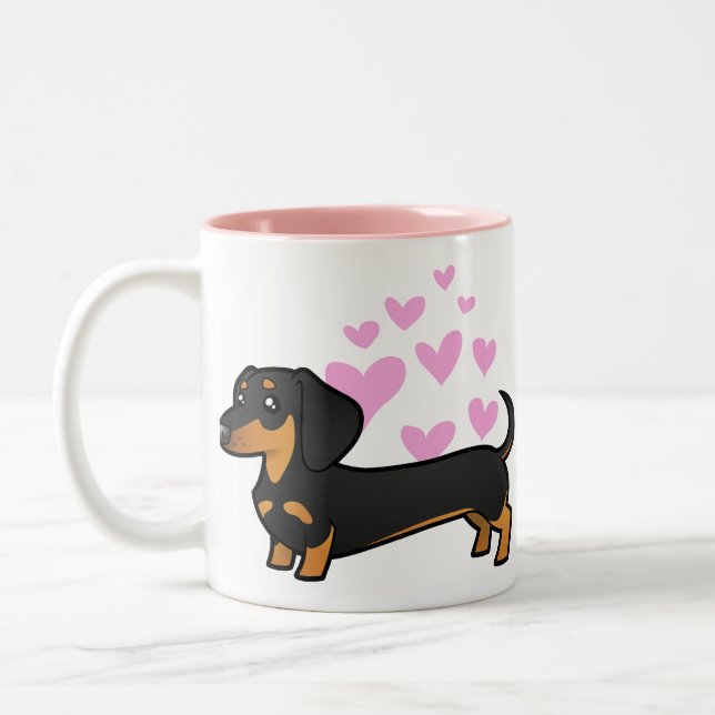 Taza Bicolor Amor del Dachshund (capa lisa) (Izquierda)