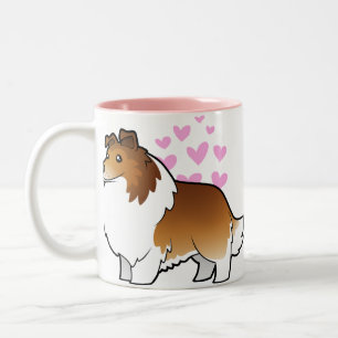 Taza Bicolor Amor del perro pastor/del collie de Shetland
