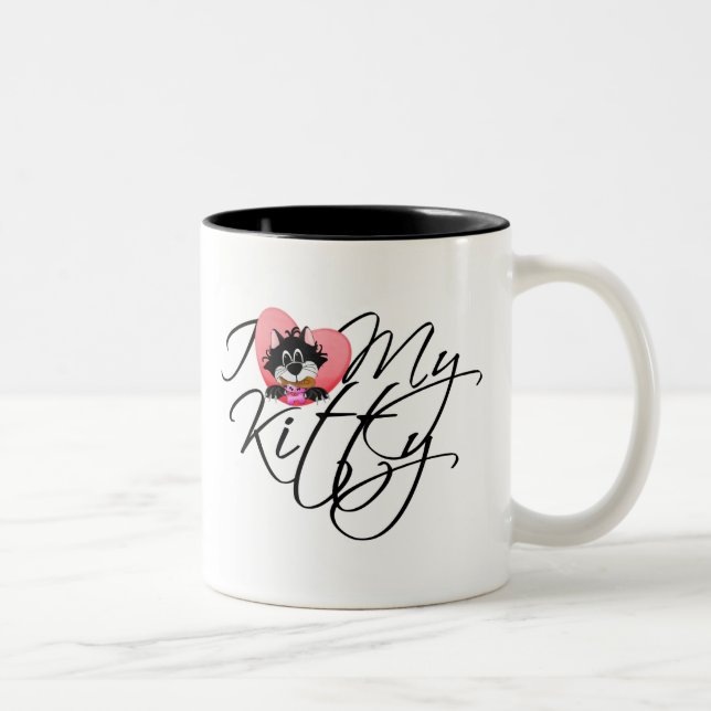 Taza Bicolor Amor del rosa I mi gatito (Derecha)