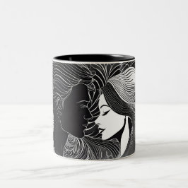 Taza Bicolor Amor eterno Pareja de Silhouette Blanca y Negra