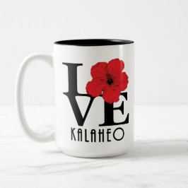 Taza Bicolor AMOR Kalaheo Hawaii Rojo Hibiscus 15oz