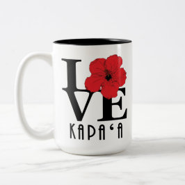 Taza Bicolor AMOR Kapa`a Hawai Rojo Hibiscus 15oz