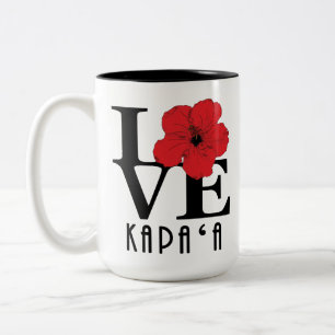 Taza Bicolor AMOR Kapa`a Hawai Rojo Hibiscus 15oz