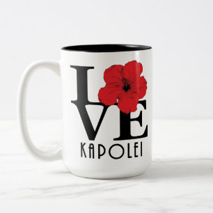 Taza Bicolor AMOR Kapolei rojo Hibiscus 15oz