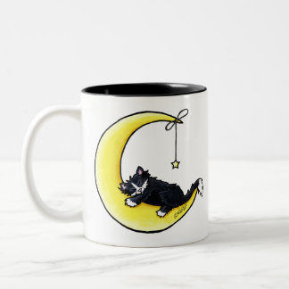 Taza Bicolor Amor lunar Tuxedo Cat de dos tonos café Mug