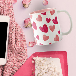 Taza Bicolor Amor personalizado Corazón rosa y caramelo rojo