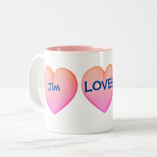 Taza Bicolor Amor Pink Heart personalizado (Anverso izquierdo)