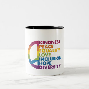 Taza Bicolor Amor por la Paz Igualdad Inclusión Esperanza Diver