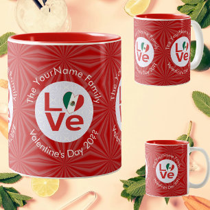 Taza Bicolor AMOR rojo de la bandera mexicana