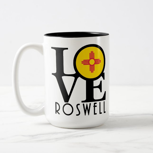 Taza Bicolor AMOR Roswell Nuevo México 15oz (Izquierda)