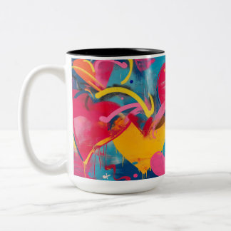 Taza Bicolor Amor urbano: Graffiti Hearts