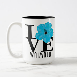 Taza Bicolor AMOR Waimalu Blue Hibiscus 15oz