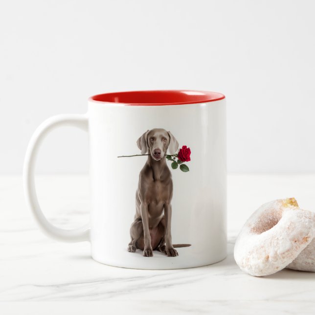 Taza Bicolor Amor Weimaraner (Con donut)