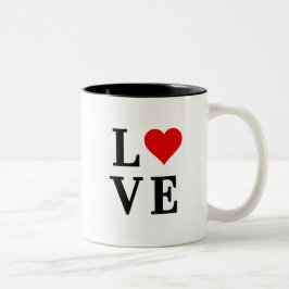 Taza Bicolor AMOR y Corazón Minimalista Elegante