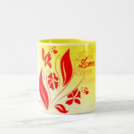 Taza Bicolor Amor y Flores giradas