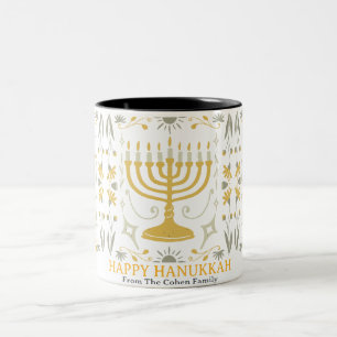 Taza Bicolor Amor y luz Familia Hanukkah Happy simple
