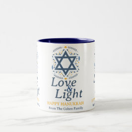 Taza Bicolor Amor y Luz | Simple familia de Hanukkah