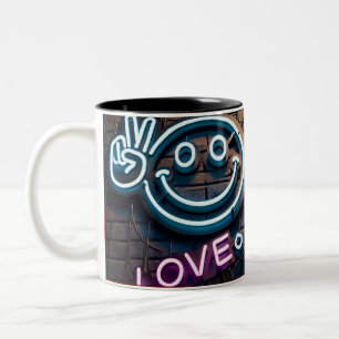 Taza Bicolor Amor Y Sonrisa Diseño Café Mug