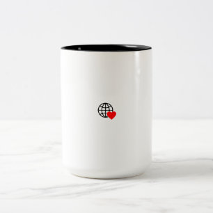 Taza Bicolor Amor y unidad extendidos - Café de corazón y globo