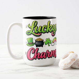 Taza Bicolor Amuleto de la suerte Día de San Patricio Arcoíris