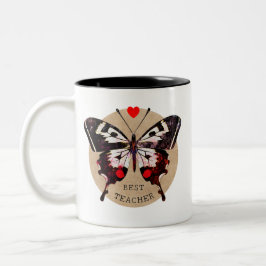 Taza Bicolor Añadir el nombre Cute Vintage Butterfly mejor prof
