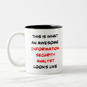 Taza Bicolor analista de seguridad de la información, impresion