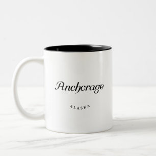 Taza Bicolor Anchorage Alaska Black Font