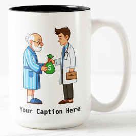 Taza Bicolor Anciano Pagando Deuda Médica