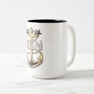 Taza Bicolor Ancla del Suboficial Jefe de la Marina de los EE. 