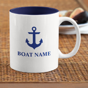 Taza Bicolor Ancla náutica del nombre del barco