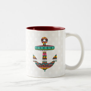 Taza Bicolor Ancla tribal
