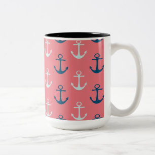 Taza Bicolor Anclajes de barco en Rosa