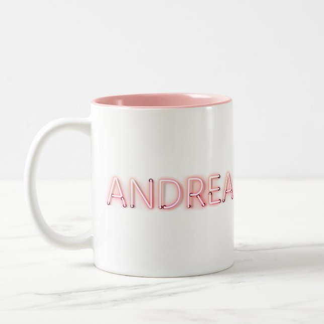 Taza Bicolor Andrea Nombre en las brillantes luces de neón (Izquierda)