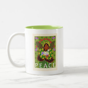 Taza Bicolor Ángel de arte popular con paloma