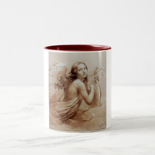 Taza Bicolor ANGEL JUGANDO LYRA SOBRE LAS NUBES marrón
