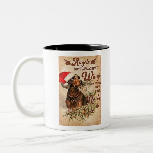 Taza Bicolor Angel Navidades Dachshunds (Izquierda)