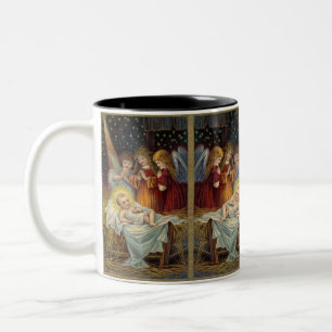 Taza Bicolor Ángeles vintage victorianos de la Natividad en Nav